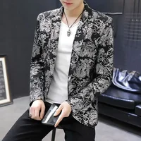 Blazer Mujer Fashion Business Handsome Gentleman Korean Version of British Style Casual Slim-fit Print Wedding Work Mens Blazer 2