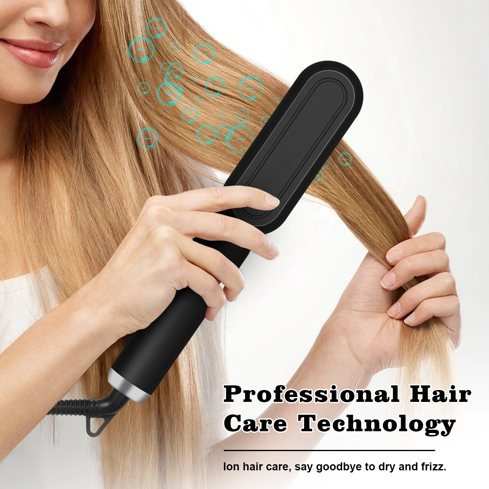 Trending Electric Hot Comb Multi Straight Hair Straightener Brush Negative Ion Anti-Scalding Styling Tool With Free Gift