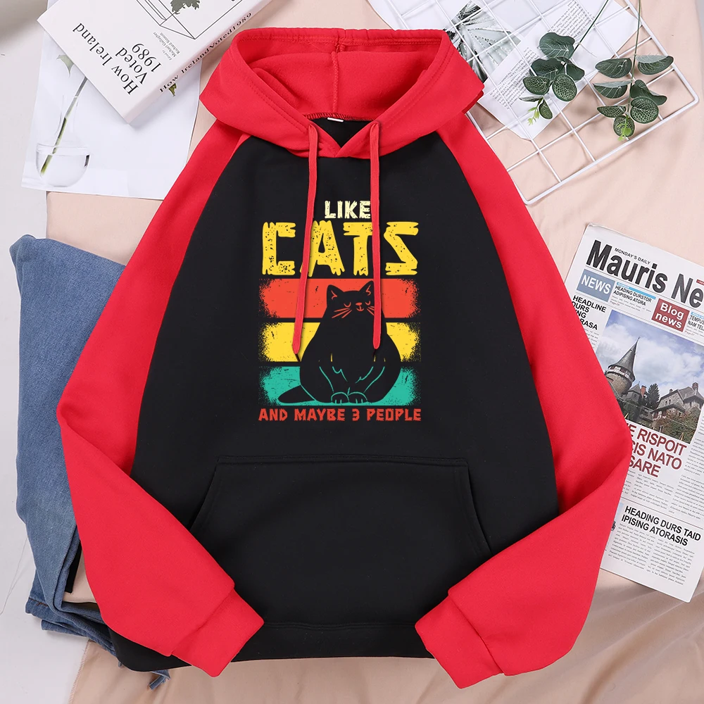 

Funny Cute Cat Fun Lovers I Like Cats Men Hoodie Vintage Autumn Thicken Sweatshirts Pattern Fleece Raglan Pullover Mans Clothing