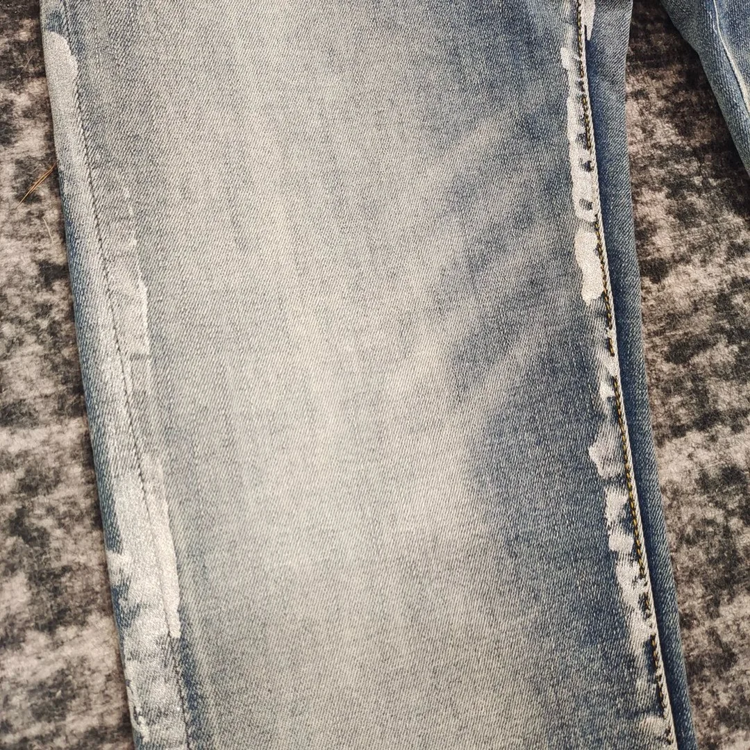 men streetwear white paints slim fit distressed jeans 4