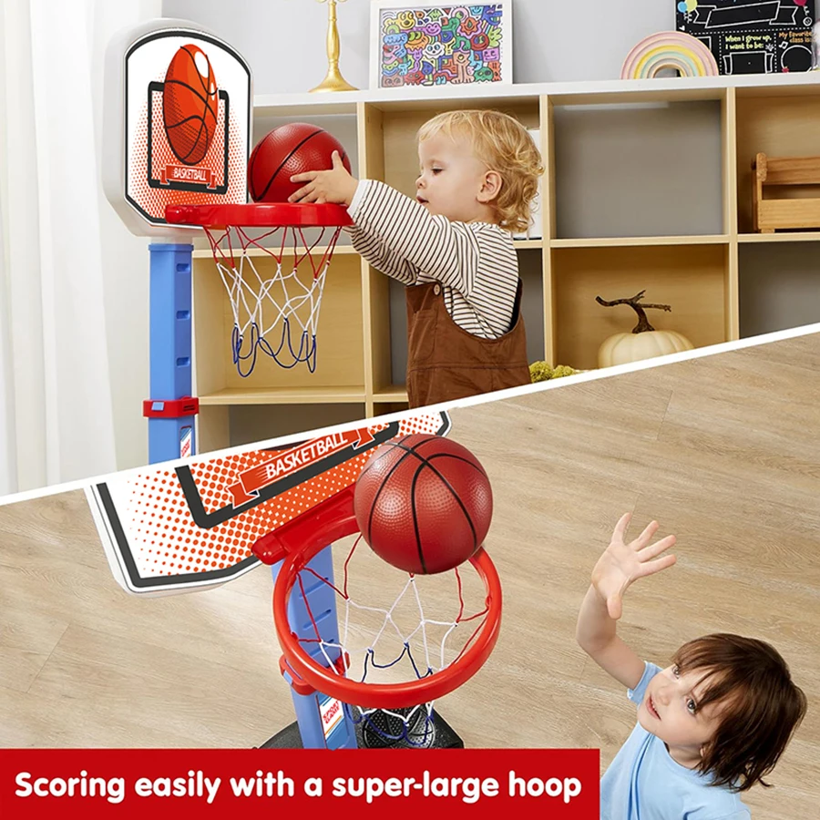 Basketball Set, Adjustable Hoop with 4 Balls, Indoor Outdoor Play, Carnival Game, Christmas, Birthday Gift 5