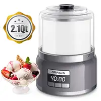 AIRMSEN 2.1 Qt Ice Cream Maker Machine with LED Screen and Timer, Electric Frozen Yogurt Maker for Home, Gray 1
