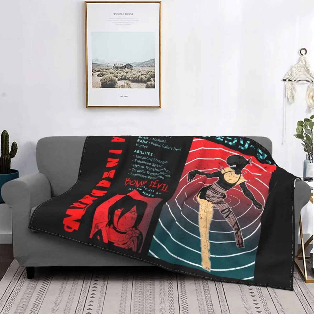 

Chainsaw Man Blanket 3D Printed Soft Flannel Fleece Warm Reze Anime Manga Throw Blankets for Office Bed Couch Quilt