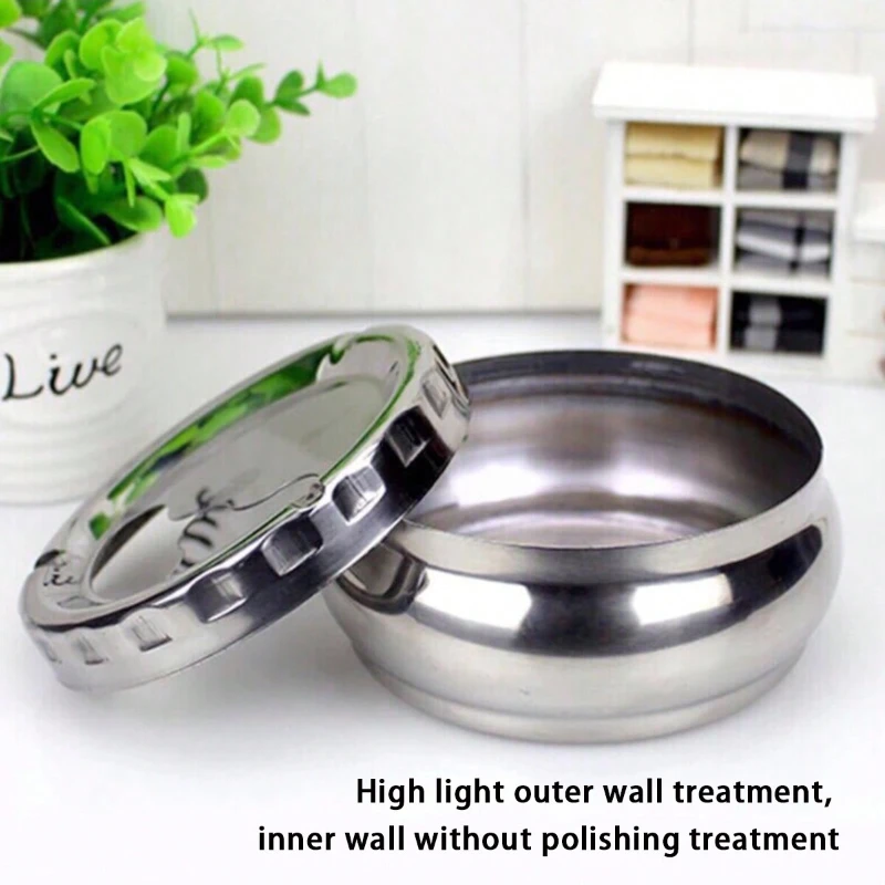 European stainless steel ashtray with cover home automatic extinguishing living room bedroom round smoke cup large anti-fall