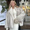 Neo Mint 2024 Winter Ins Hot Fashion Girls Oversized Gradient Fur Coat Women Thick Warm Outerwear Fluffy Faux Fox Fur Jacket 3