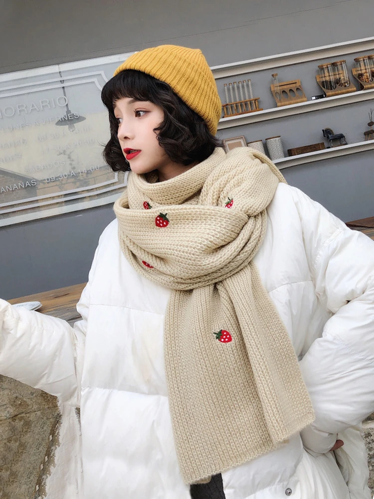 Bufanda de imitación de Cachemira para Mujer, pañuelo grueso de fresa, chal de pijo, estolas de invierno|Bufandas de mujer| - AliExpress