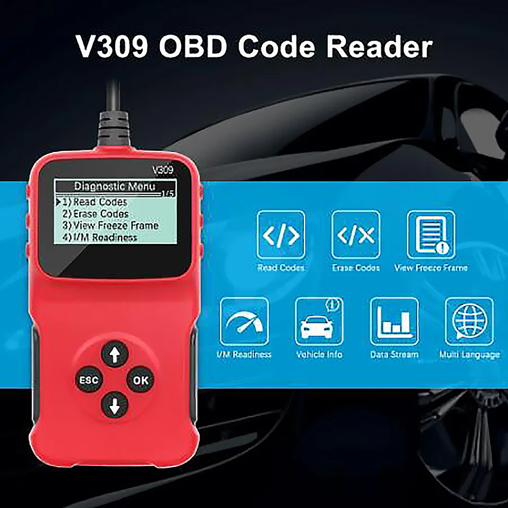 2023 MultiLanguage V309 Code Reader Read/Clear Fault Code I/M DTC OBD2
