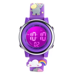 Kids Watch 3D Cartoon Happy Elephant Clouds Wrist Digital Watches Waterproof 7 Color Lights Alarm Stopwatch for Boys Girls Child