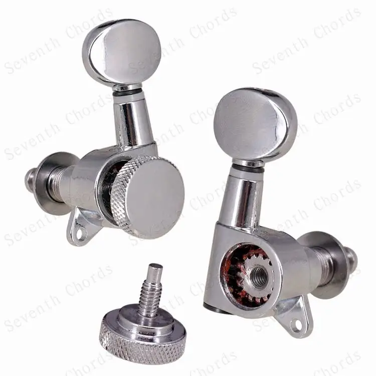 

A Set of 6 Pcs Locked String Tuning Pegs Tuners Machine Heads For Acoustic Electric Guitar With Oval Concave Button