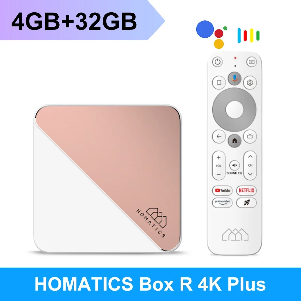 HOMATICS Box R 4K Plus TV Box Android TV 14 Netflix Сертифікований Google Amlogic S905X4 4G32G Підтримка DTS Dolby Audio AV1 Wifi6 BT5.0
