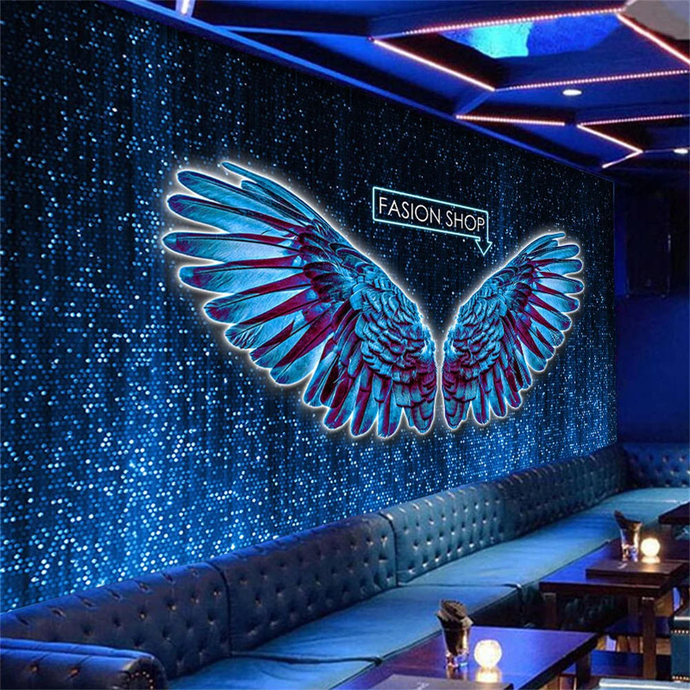 Personalizado Ktv Barra Caixa Decoração Foto Papel de Parede 3d Asas Colorido Mural Céu Estrelado Fundo Papéis de Parede Decoração da Sua Casa Adesivos