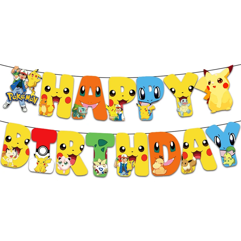 Rosa pokemon pikachu festa de aniversário decoração tema pokemon utensílios  de mesa placa de papel copo crianças menino menina festa de aniversário  suprimentos - AliExpress