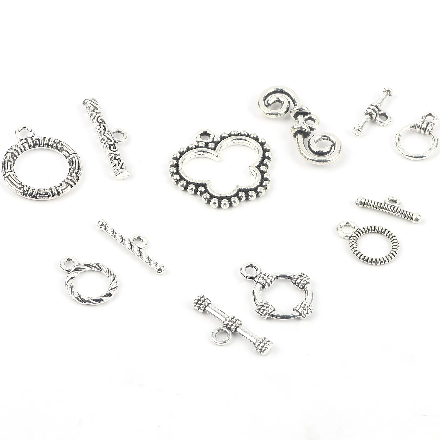 20Sets Silver Color OT Clasps Connectors Bracelet Necklace Toggle Clasps Pendant Buckle For Jewelry Making Findings Accessories 3