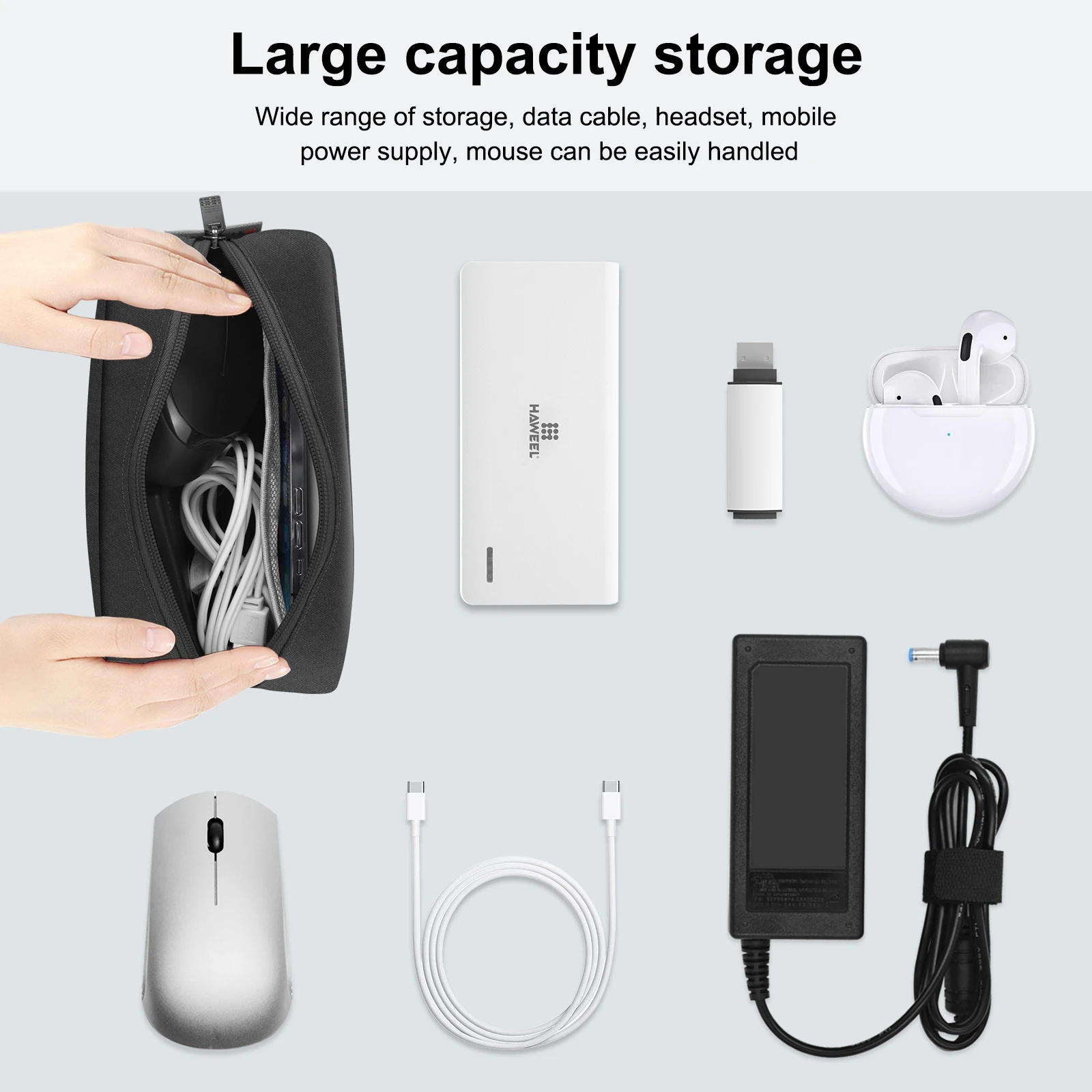 HAWEEL Electronics Organizer Storage Bag for Charger, Power Bank, Cables, Mouse, Earphones