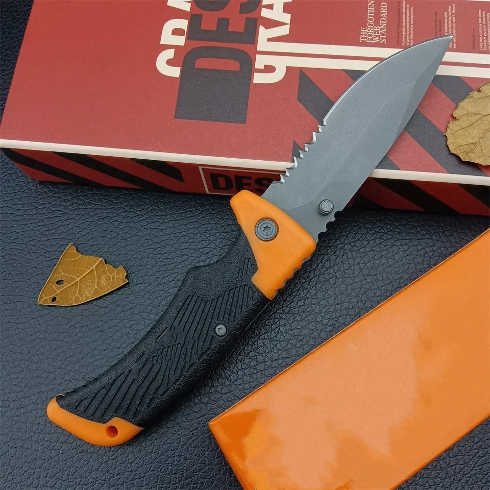Description Picture 6 of itemHigh Quality Serrated Blade Folding Knife 8Cr13Mov Steel Rubber Handle Military Outdoor Hunting Knives Camping Survival EDC Tool