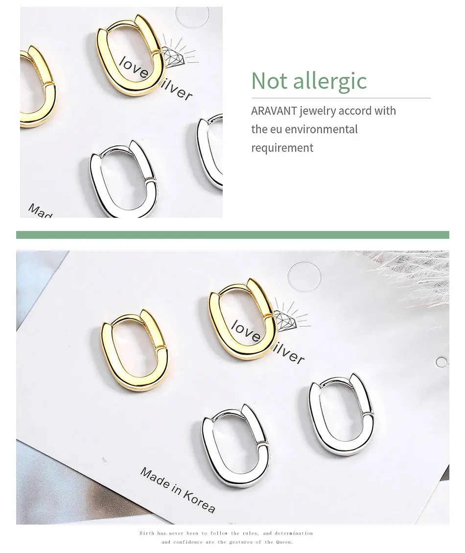 Aravant Silber U-förmigen Creolen für Damenmode Party Schmuck – Detail 5