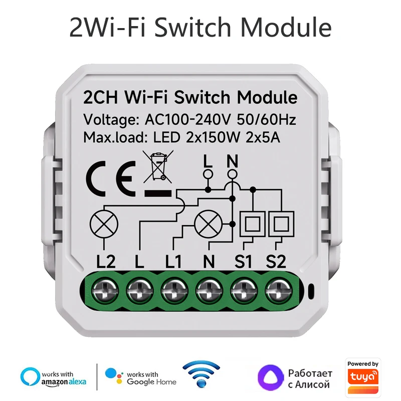 وحدة التبديل الذكية Tuya Wifi تدعم التحكم في اتجاه...