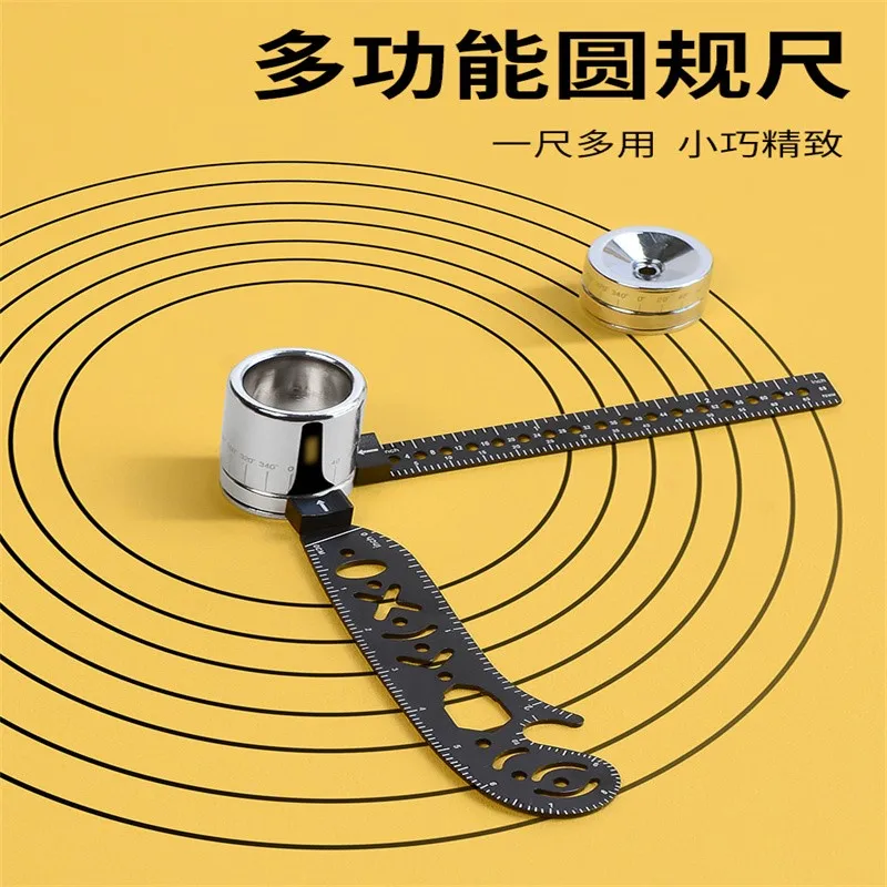 

1pc ruler multi-function compass drawing rotary ruler Geometric art hollow ruler Metal folding ruler Drawing artifact