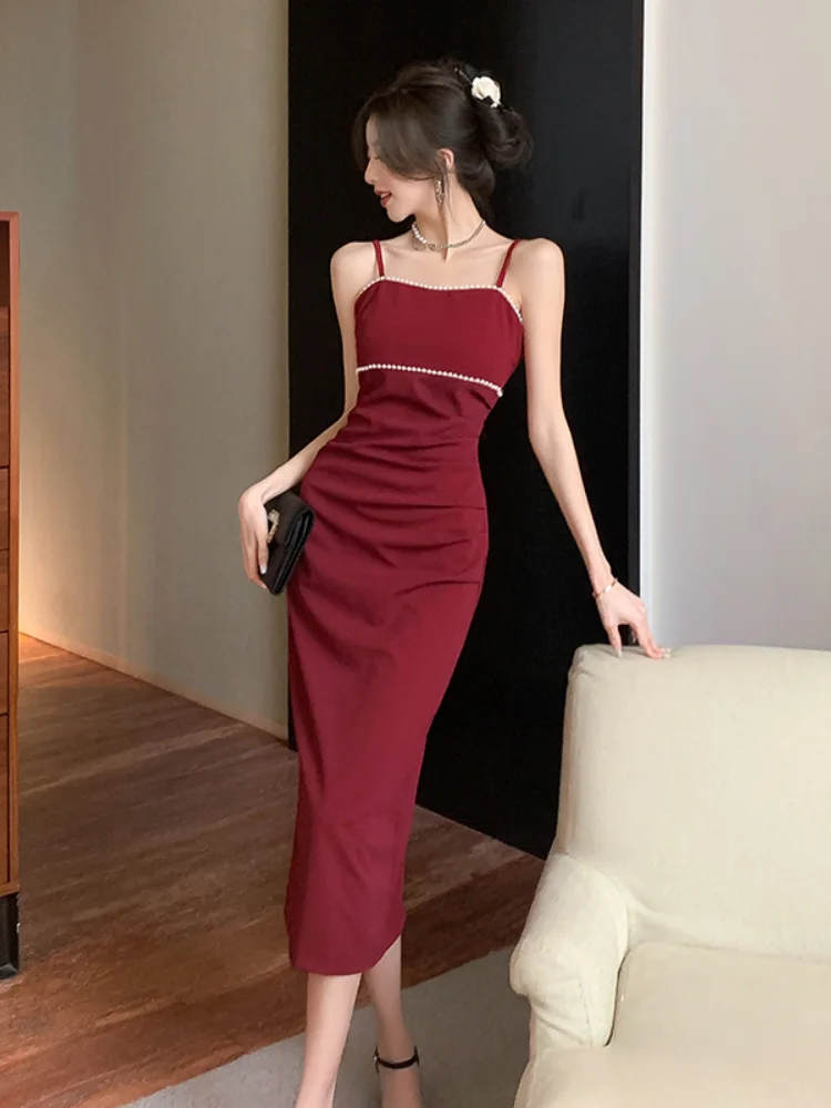 

Летние женские элегантные платья миди на бретелях-спагетти, одежда для свадьбы, вечеринки, праздника, выпускного вечера, Новинка