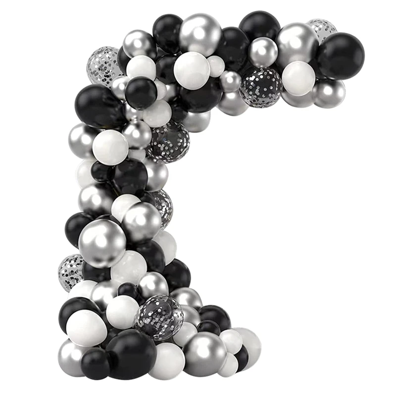 

85Pcs Balloon Garland Kit As Shown Black & Silver Premium Quality Latex Balloons