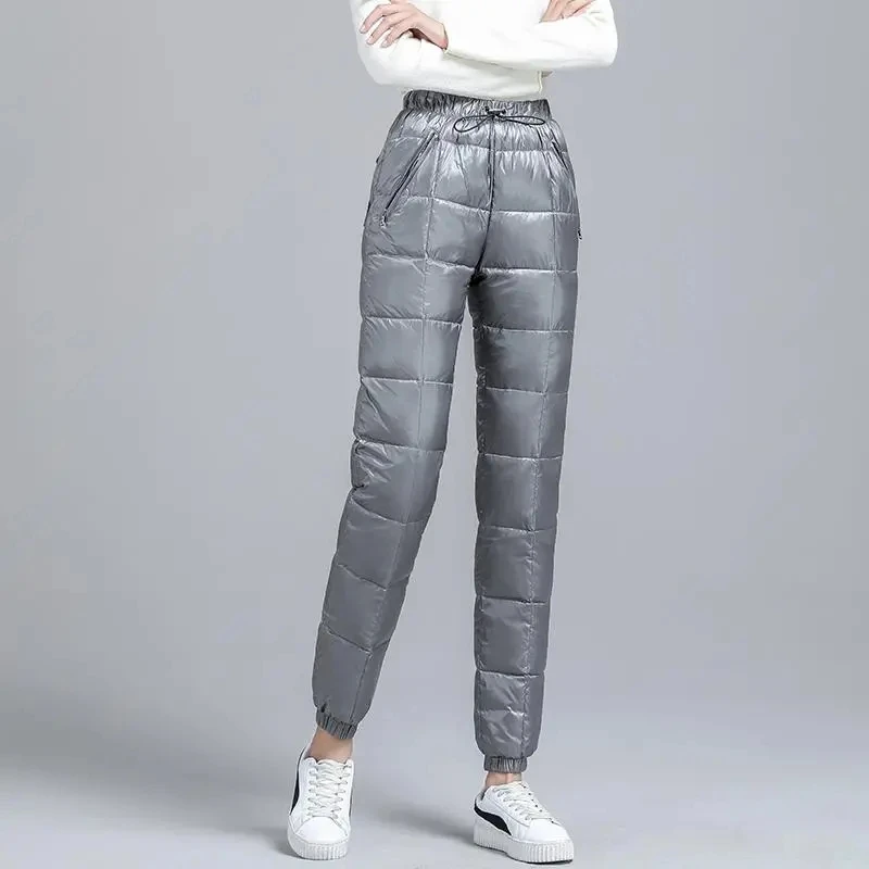 2023 Warm Winter Down Cotton Thicken Harem Pants Casual Thick Fluffy Women Ankle-length Pantalones Snow Wear High Waist Spodnie