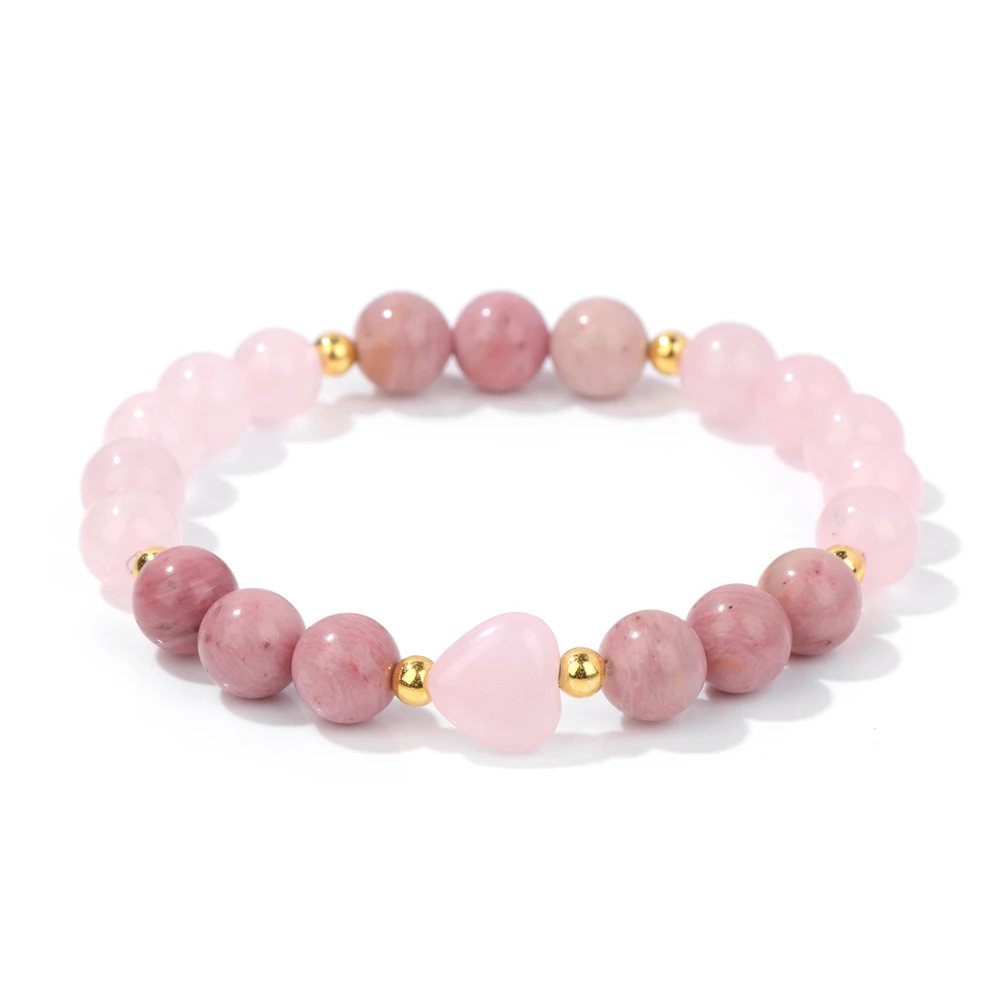 Handgemachte Frauen Charme Armband 8mm Runde Malachit Tigerauge Jades Perlen Liebe Herz Armbänder Schmuck Männer besten Freund Paar Geschenk – Detail 3