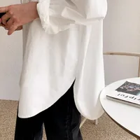 Office Lady Elegant White Casual Loose Blouses Fashion New Cotton Long Sleeve Women Shirt Turndown Collar Tops - Image 4