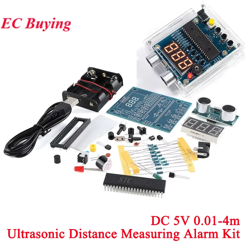 DIY Ultraschall-Entfernungsmesser-Kit 0-4M Distanzmessung Auto-Rückfahrradar-Alarm 51 Single-Chip STC Elektronische Schweißteile