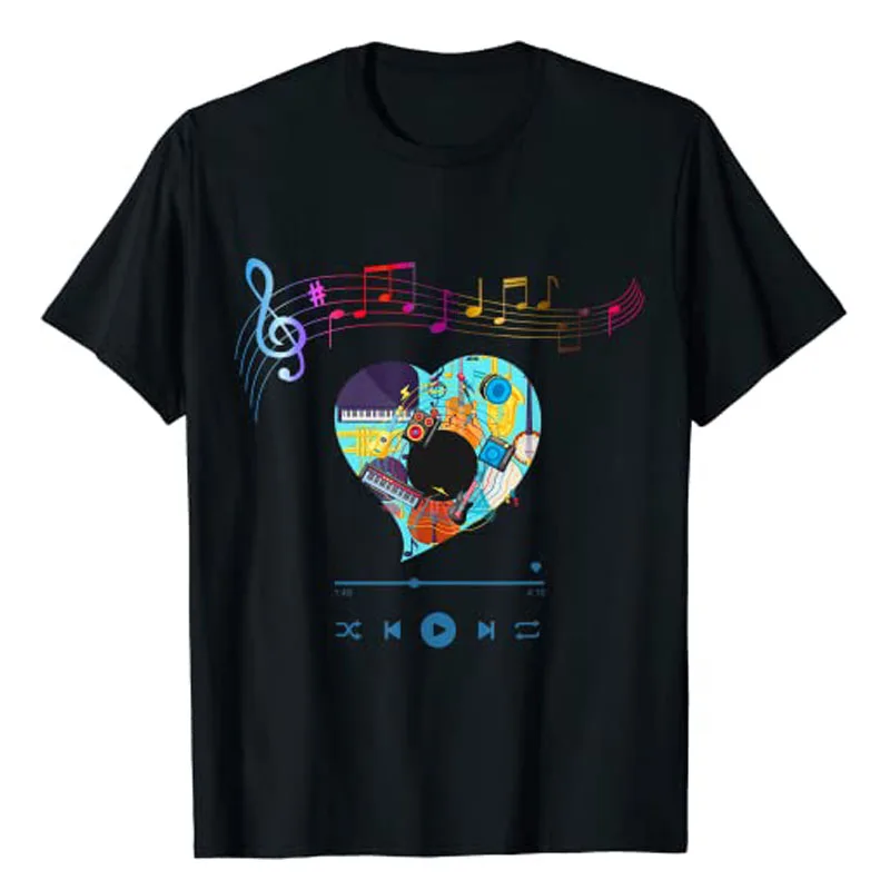 

Best Music Symbol Mix with Art,guitar,piano,saxofon T-Shirt Street Short Sleeve Rock Tee Tops Music-Lover Graphic Outfits Gifts