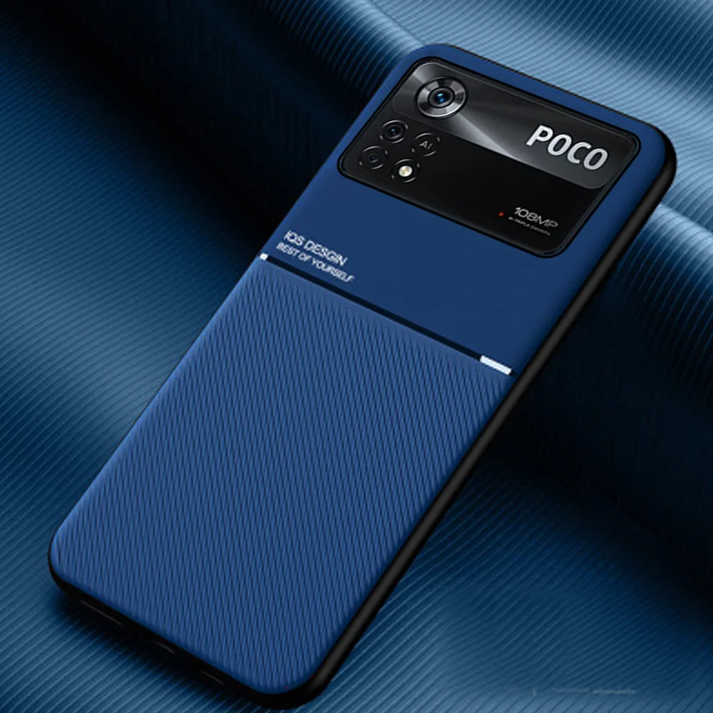 Кожаный магнитный автомобильный держатель, задняя крышка для Poco X4 Pro X4Pro 5G, чехол Poxo Little X 4 Pocox4 Pro, Силиконовый противоударный чехол для телефона