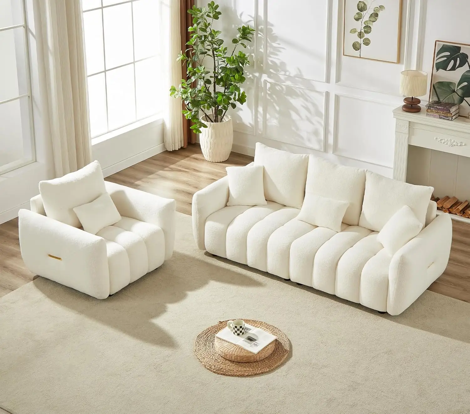 Teddy Boucle Sofa Set 4