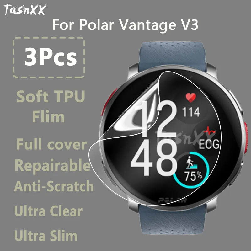 3 Pz Per Polar Vantage V3 Smartwatch Ultra Clear Anti Scratch Soft Hydrogel Pellicola Riparabile Pellicola Proteggi Schermo-Non Vetro Temperato