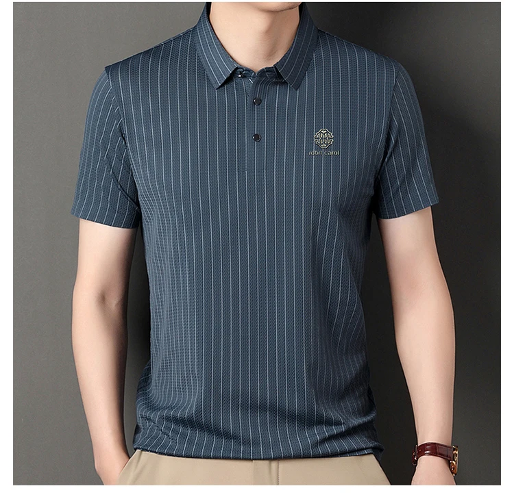 Green Snake Fashion Summer Casual Breathable Cool Comfortable Lapel Polo Short Sleeve Korean Striped Print Design T-shirt Top 18 S33aa36176c3342b8bbac333723429bcfJ