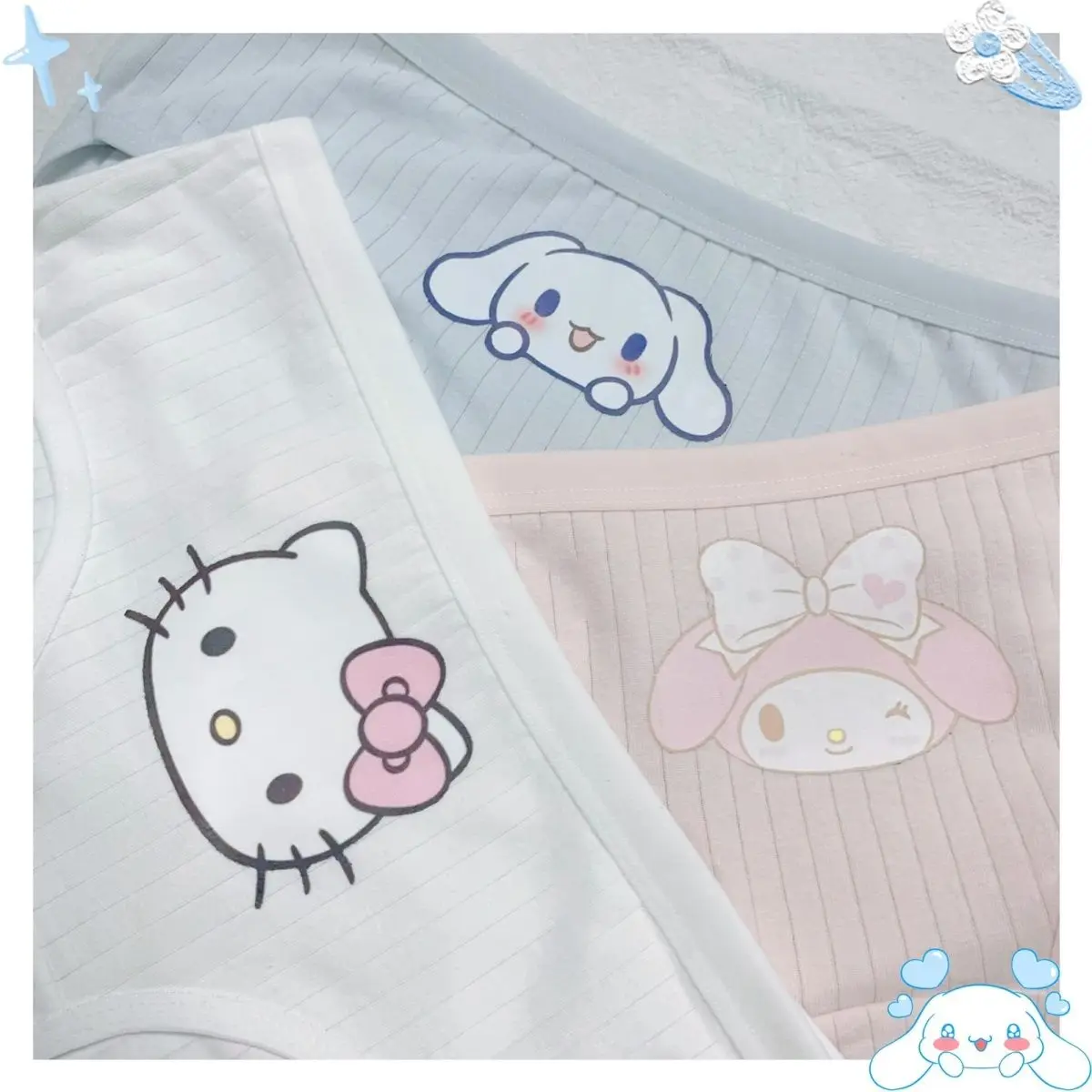 

Sanrio Kawaii Cinnamoroll Hello Kitty My Melody Нижнее белье Симпатичные Мультяшные антибактериальные конфетные женские хлопковые трусики