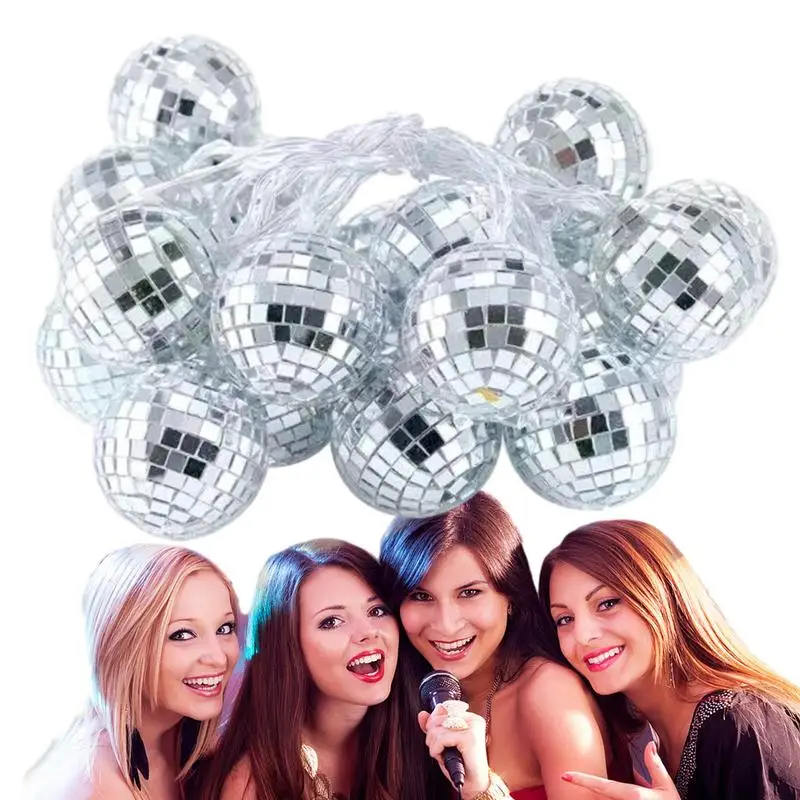 

Led Disco Mirror Balls LED String Lights With Retro Disco Balls Bulbs Outdoor Lighting Products For Balcony Window Porch Stairs