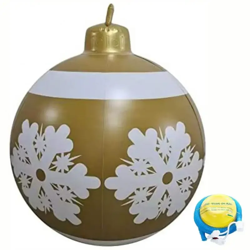 thumbnail image 1 of Bola inflable navideña para exteriores de 60 cm, decorada, de PVC, gigante, grande, para decorar árboles de Navidad, juguete sin luz, 1 of 5