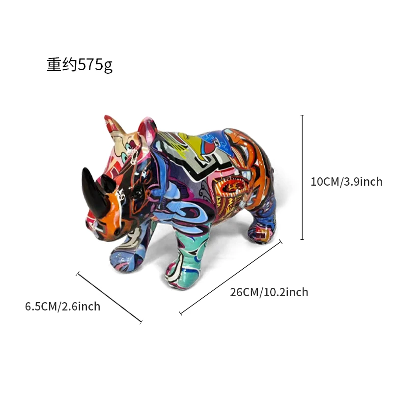 Noric Color Rhinoceros Statue Abstract Graffiti Animal Model Rhino