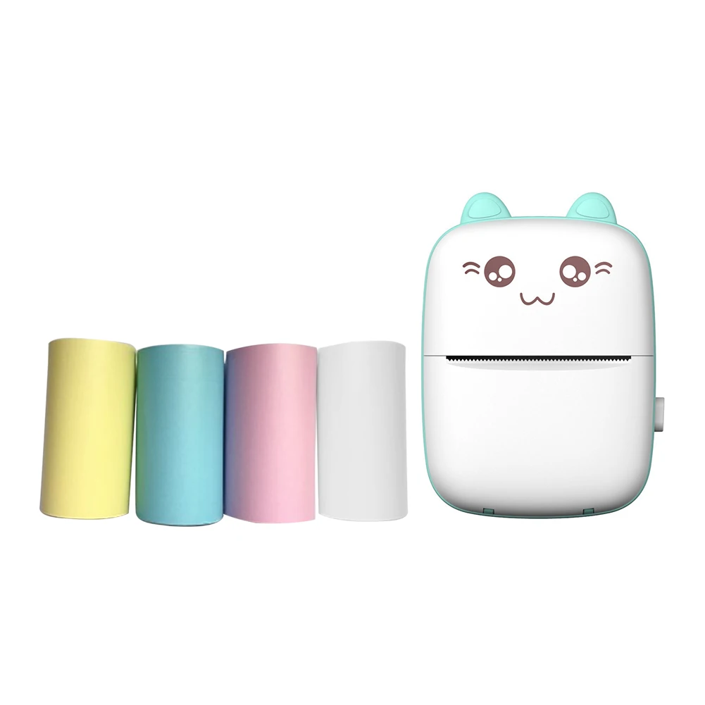 미니 접착 라벨 프린터 블루투스 호환 포켓 열전사 프린터 사진 영수증 메모 목록용 무선 스마트 프린터