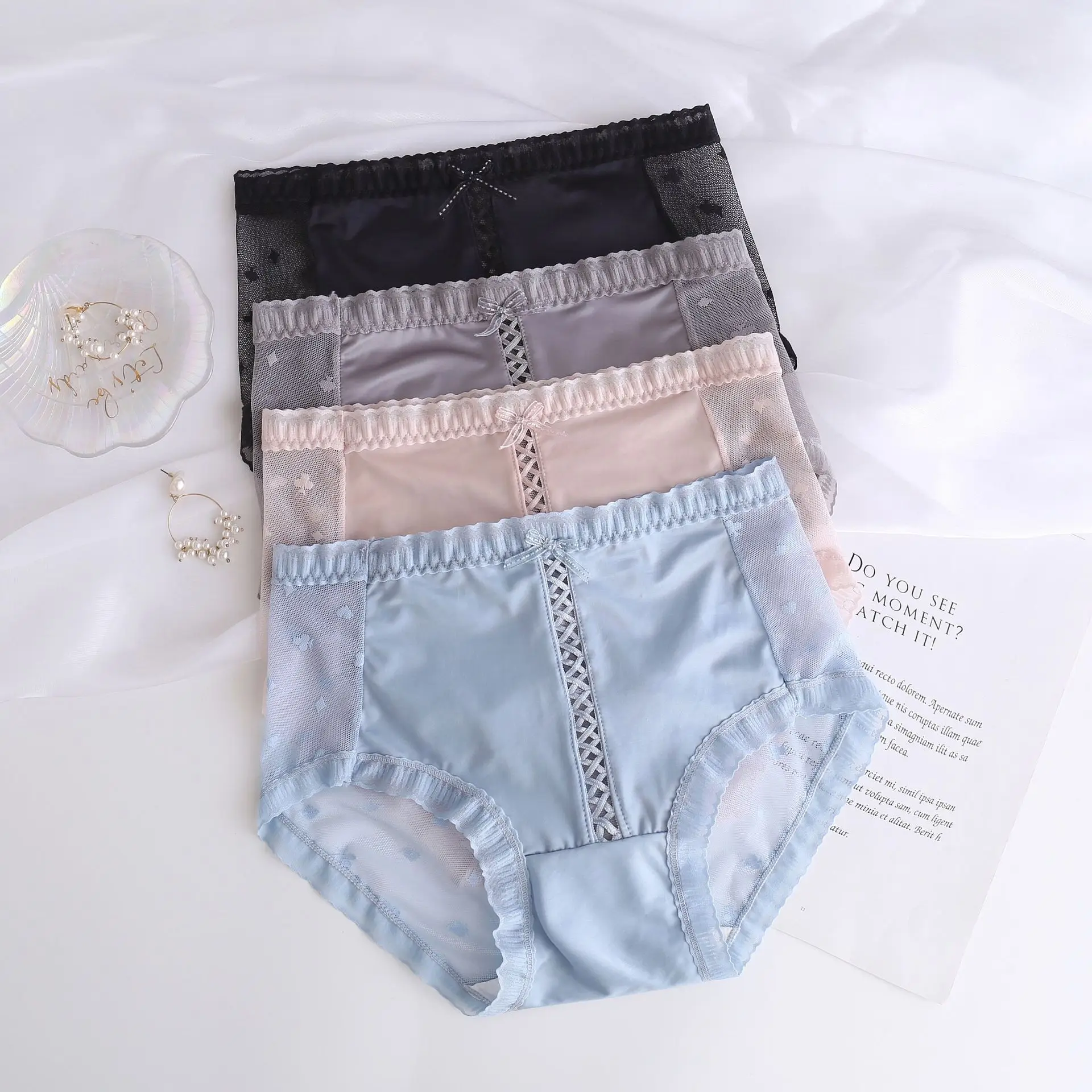 Summer Thin Underwear Women's Lace Bright Face Pure Desire Mid