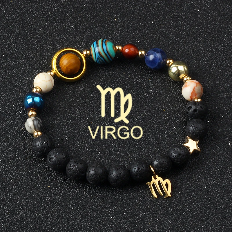 Universe Galaxy Cancer Leo Bracelets Women Eight Planets Sagittarius Virgo Libra Bracelet Solar System 12 Constellation Jewelry