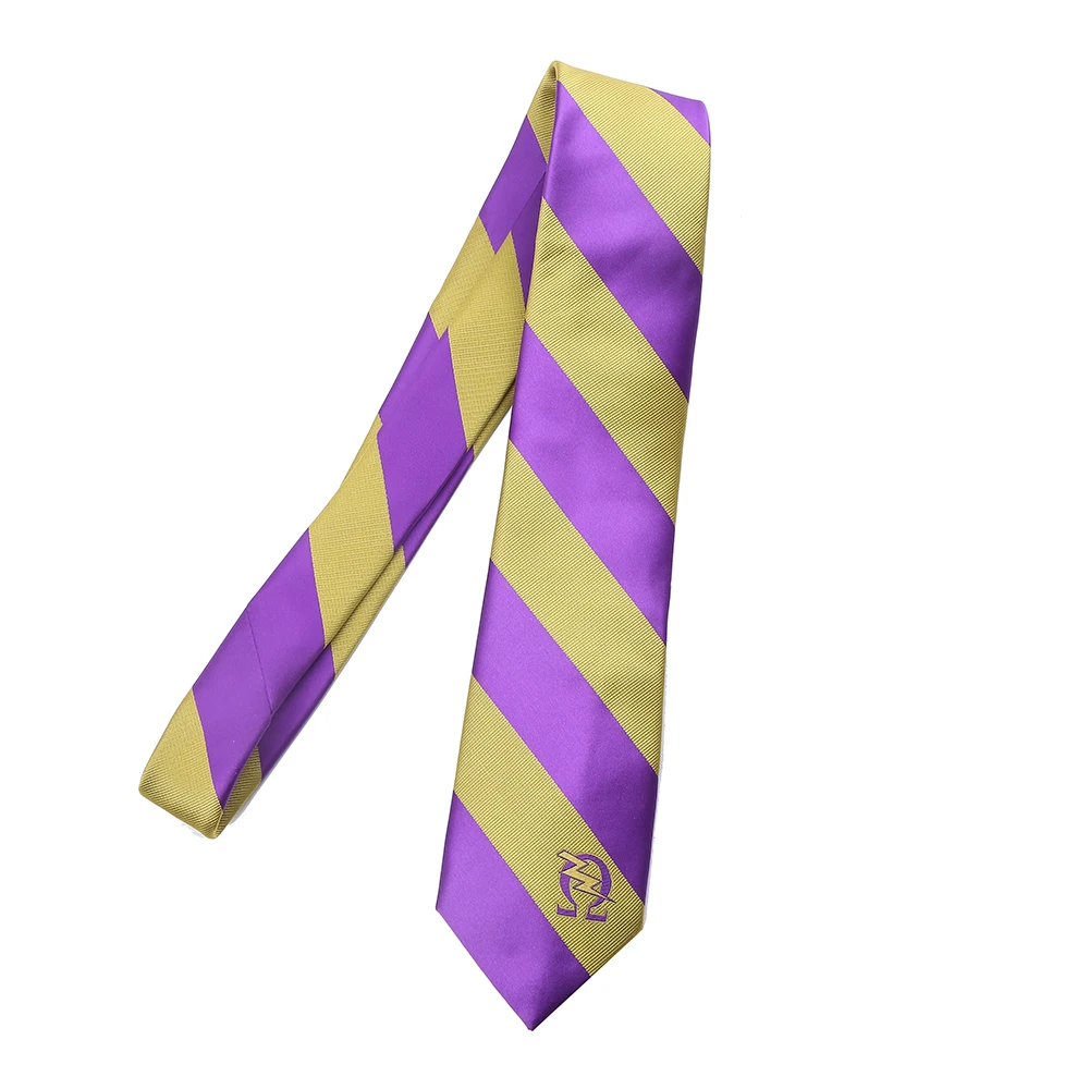 

Drop Ship Fashion Purple Yellow Solid Color Fraternity Greek Letter Organization Club PHI PSI Neck Tie For Men