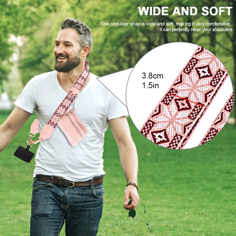 Adjustable Nylon Phone Lanyard with Pouch for Keys and ID