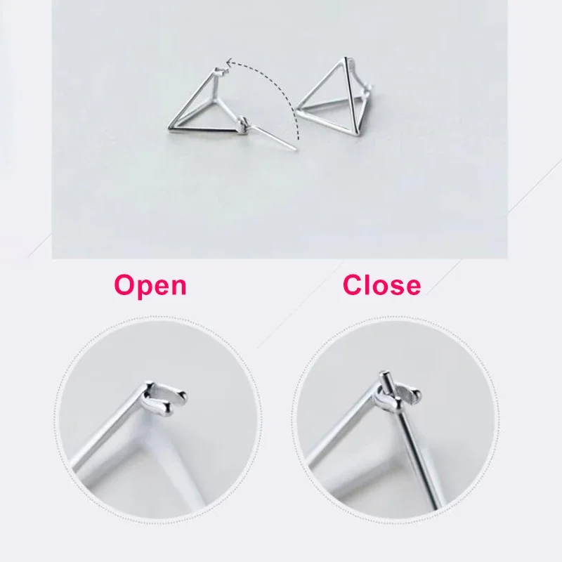 SOFTPIG Real 925 Sterling Silver Triangle Hoop Earrings For Women Charms Fine Jewelry 2024 Trendy Geometric Accessories 4
