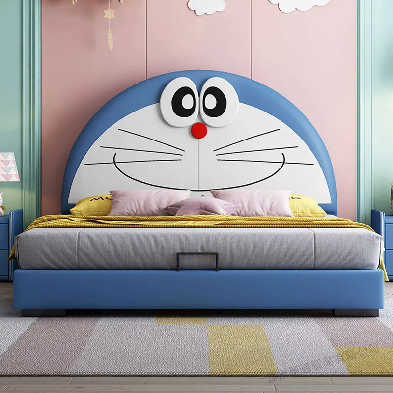 

Children's bed modern minimalist boy girl animal cartoon 1.2m 1.5m1.8m high box storage leather fabric bed