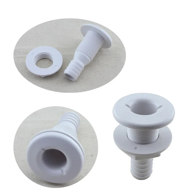 Jeffergarden 11/4in Thru Hull Fitting Accessoire de connecteur de tuyau en  plastique blanc pour bateau