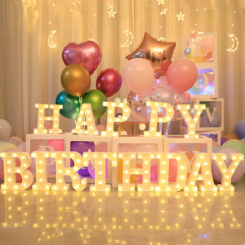 

Alphabet Letter LED Lights Luminous Number Lamp Led Night Light for Bedroom Home Wall Wedding Birthday Party Festival Decoration