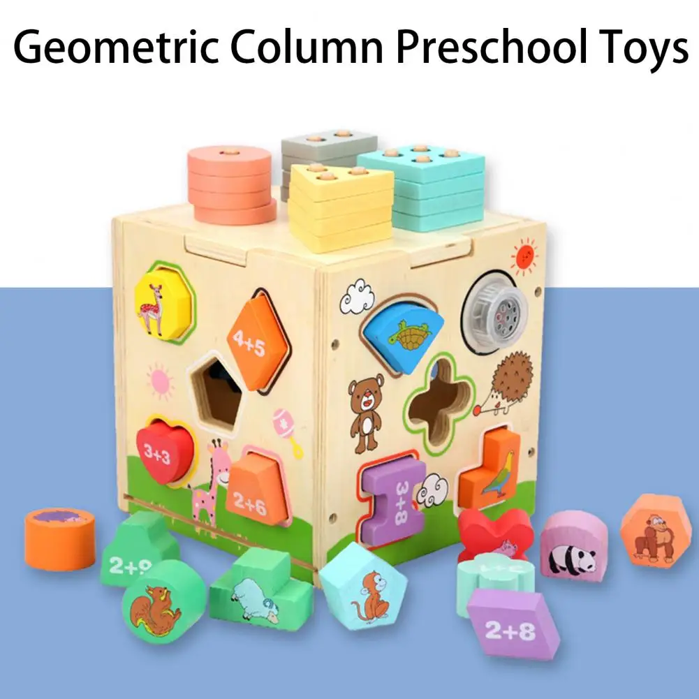 

1 Set Novel Geometric Column Brain Game Preschool Toys Colorful Color Cognition