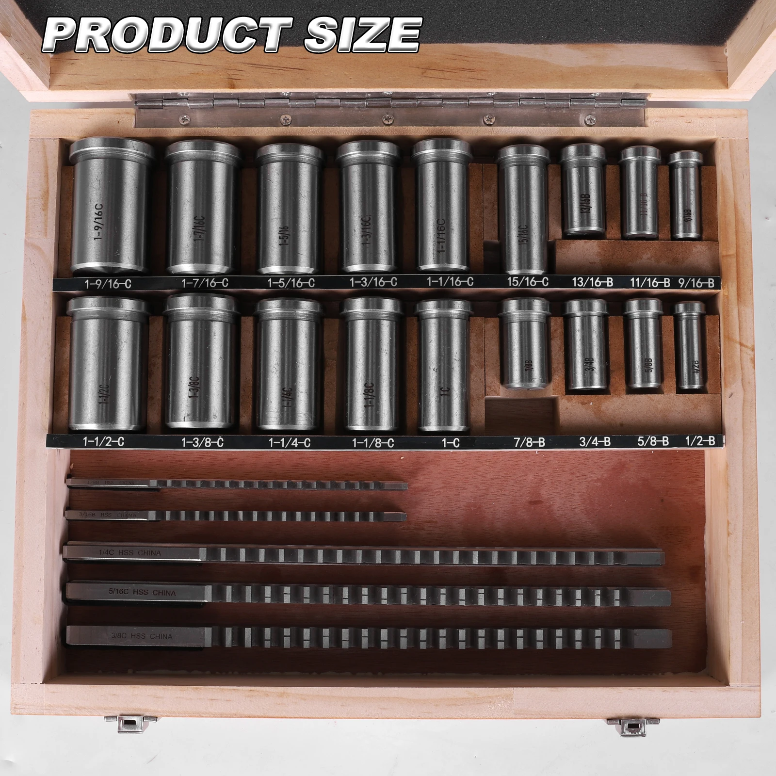 Keyway Broach Kit with 5 Broaches 18 Bushings and 7 Shims Imperial Broach Set Inch Broach Set for Metalworking and Manufacturing