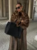 Fashion Warm Fluffy Faux Fur Coats For Women Elegant Thicken Lapel Long Sleeve Short Jackets New Vintage High Street Coat 2024 4