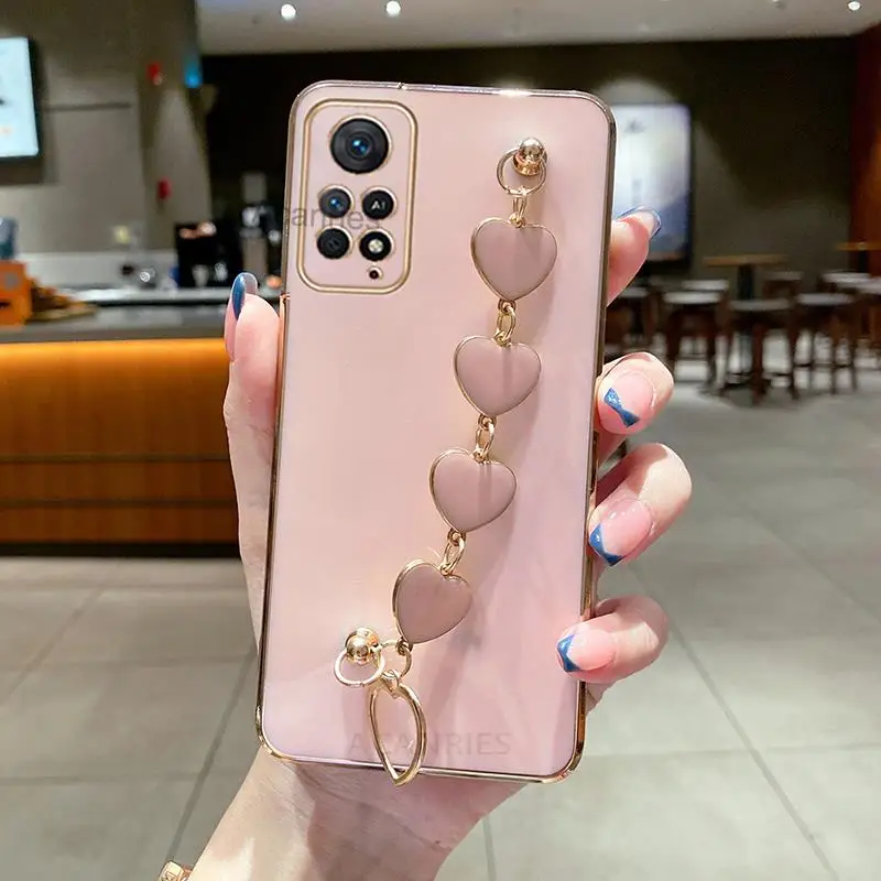 Xiaomi Luxury Love Heart Plating Bracelet Chain Case - Stylish Back Cover